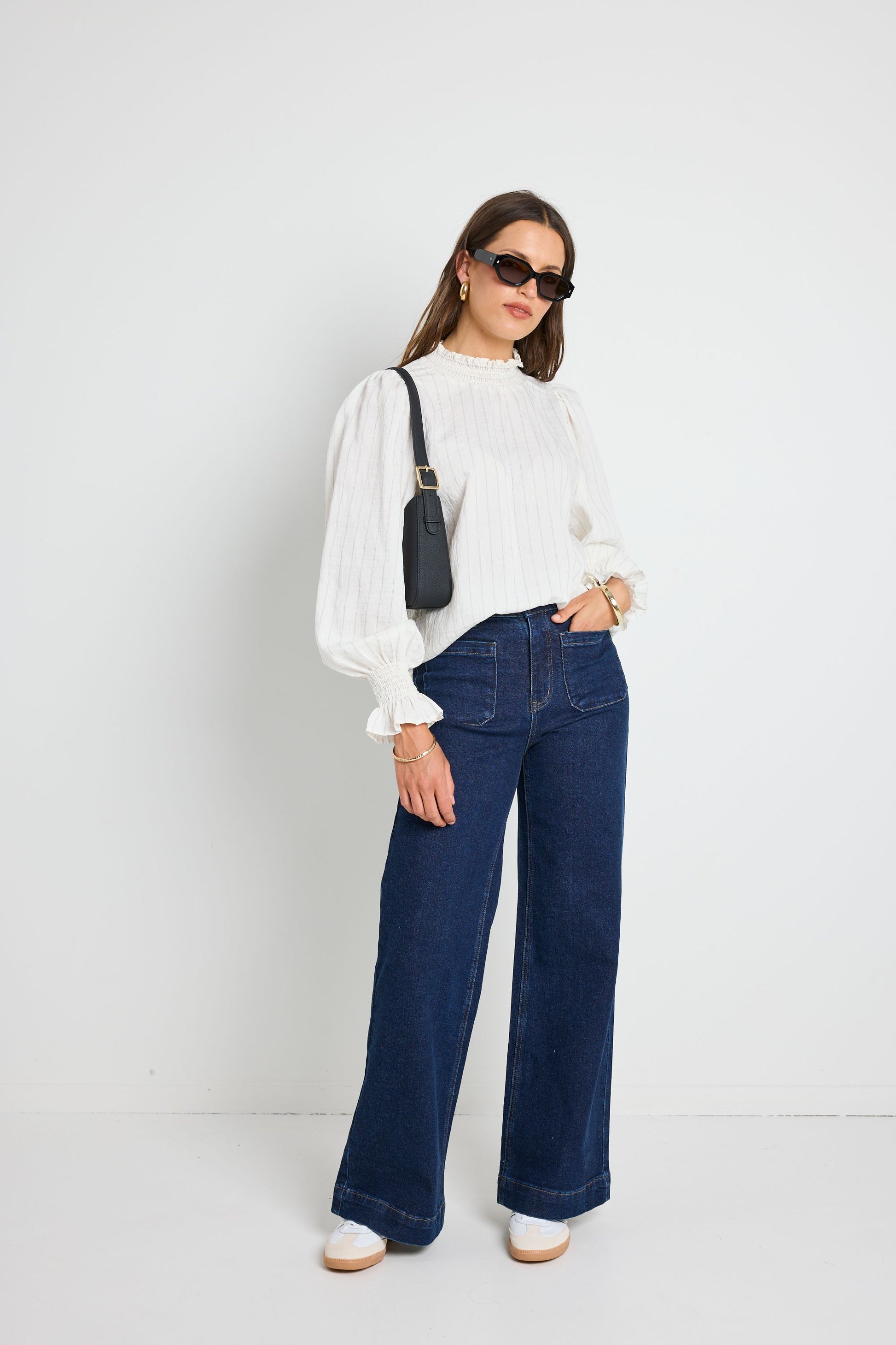 IVY + JACK EMPHATIC IVORY STRIPE HIGH NECK TOP - IVORY STRIPE - THE VOGUE STORE