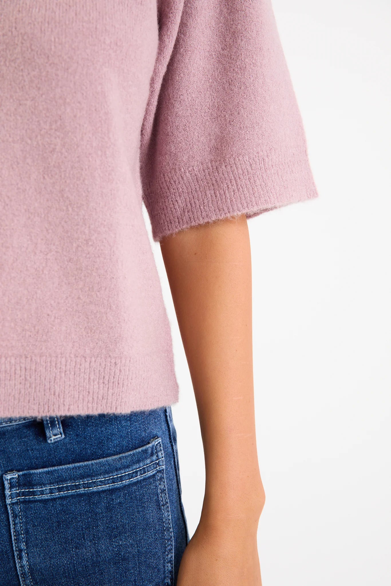 AMONG THE BRAVE ASSEMBLE BLUSH ALPACA BLEND RAGLAN KNIT TEE - THE VOGUE STORE