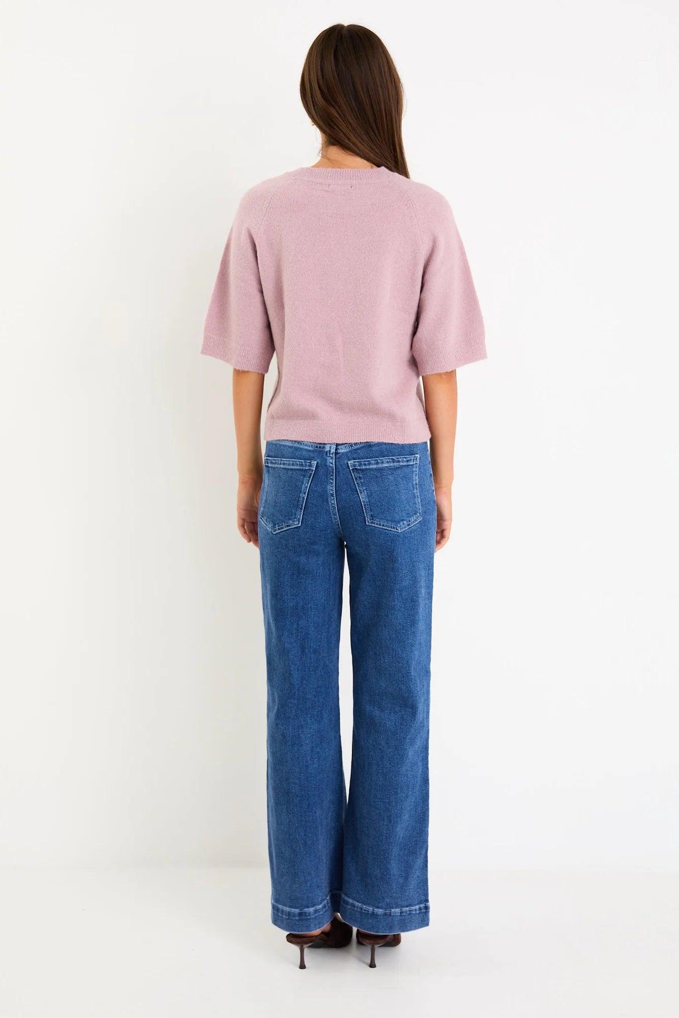 AMONG THE BRAVE ASSEMBLE BLUSH ALPACA BLEND RAGLAN KNIT TEE - THE VOGUE STORE