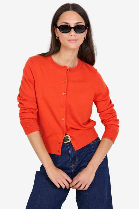 STORIES BE TOLD AUTOGRAPH BLOOD ORANGE CREWNECK CARDIGAN - THE VOGUE STORE