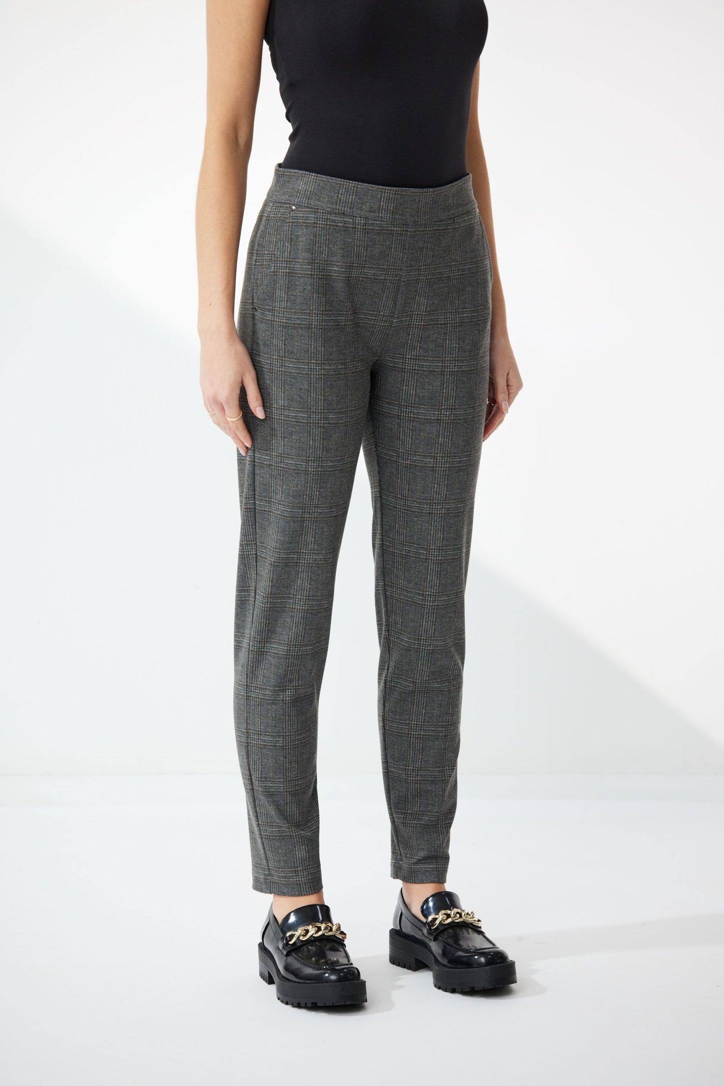 NEWPORT OWEN PONTI PANT - TOFFEE CHECK - THE VOGUE STORE