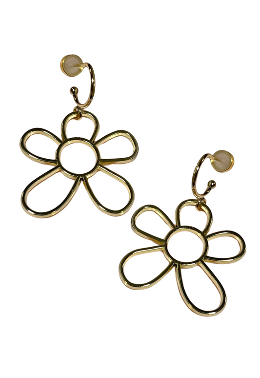 PENNY FOGGO BIG DAISY HALF HOOPS - GOLD - THE VOGUE STORE