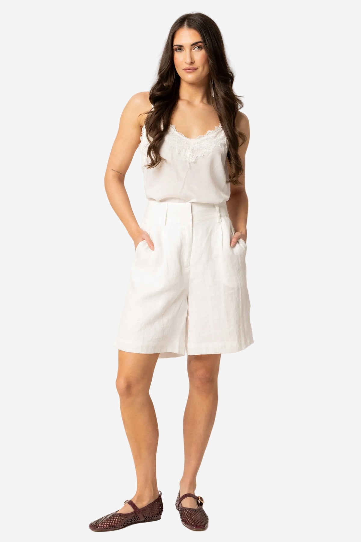 BILLIE THE LABEL BERMUDA SHORT - WHITE - THE VOGUE STORE