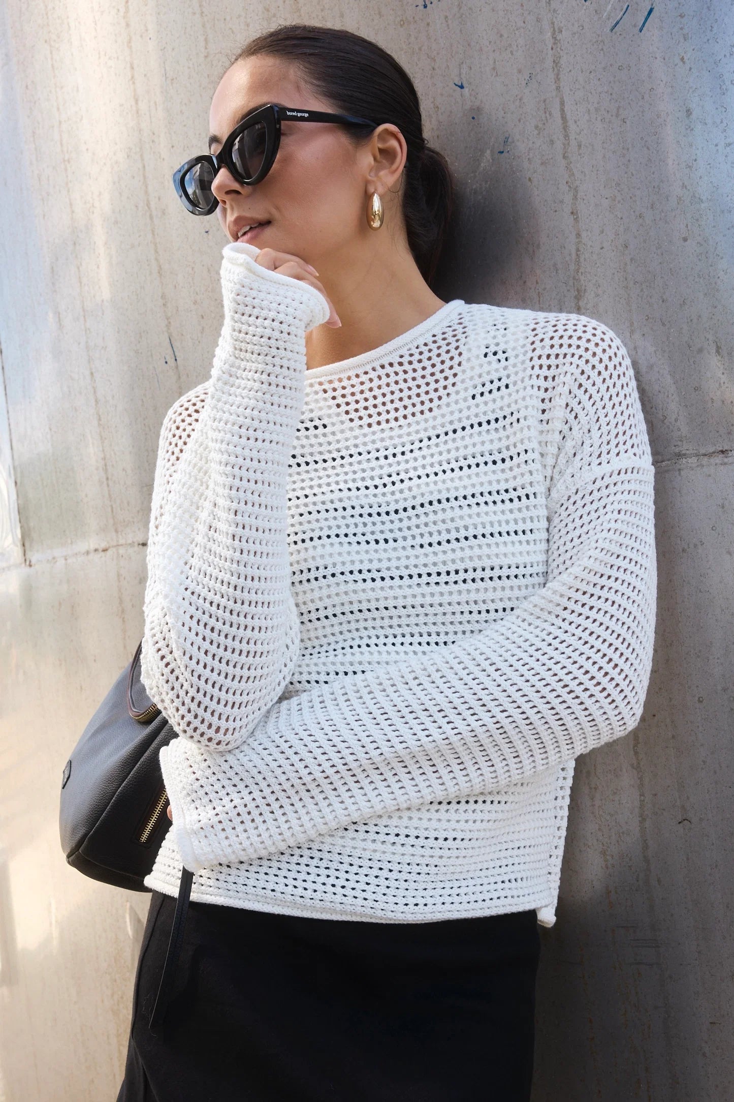 RE:UNION DAWN IVORY CROCHET KNIT JUMPER - THE VOGUE STORE