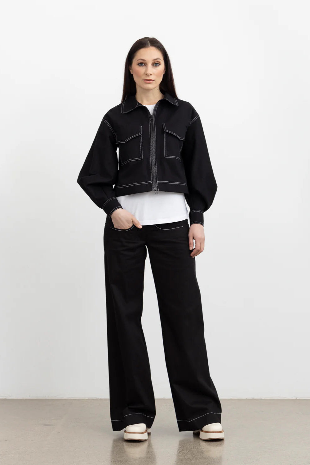 STYLE XLAB BRUSH STROKE JACKET - BLACK/WHITE - THE VOGUE STORE