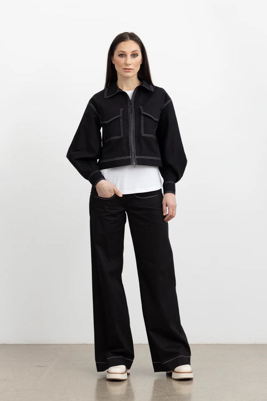 STYLE XLAB BRUSH STROKE JACKET - BLACK/WHITE - THE VOGUE STORE
