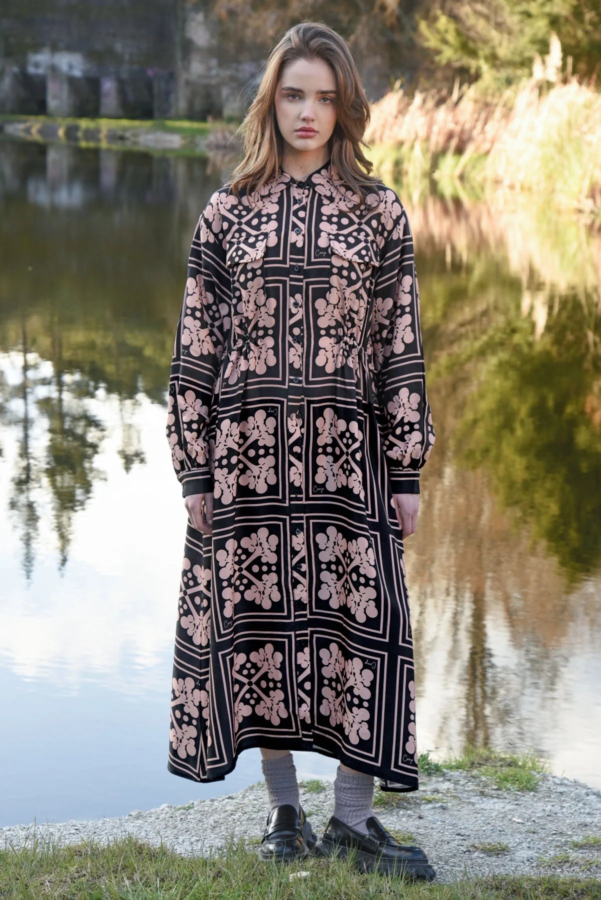 COOP CINCH FOREVER COAT DRESS - BLACK & PINK - THE VOGUE STORE