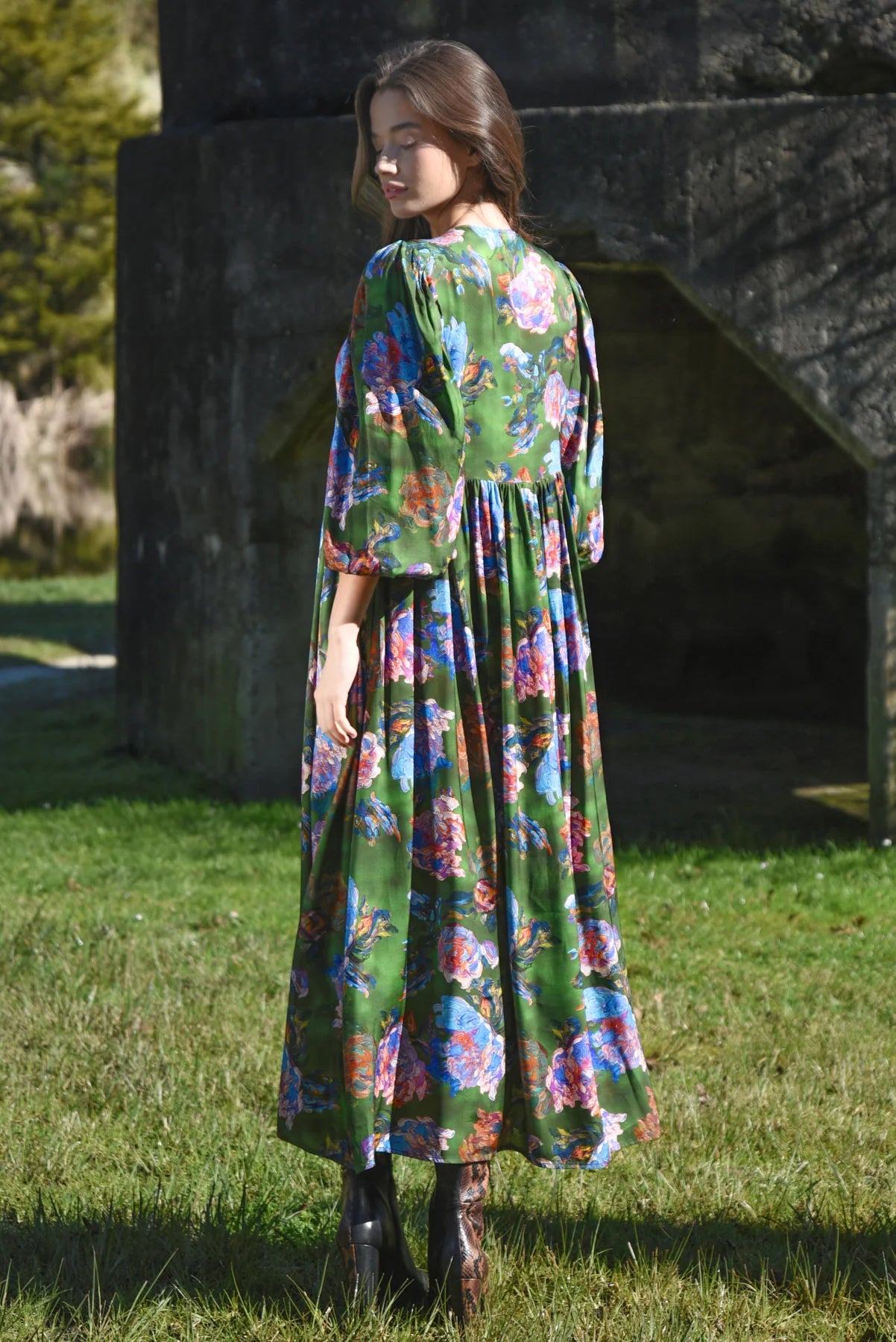 COOP FLORAL FLAIR DRESS - GREEN - THE VOGUE STORE