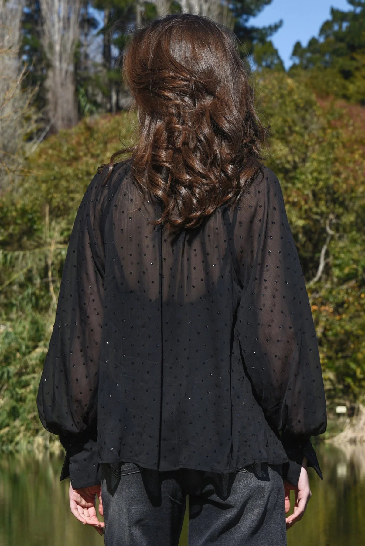 COOP SEW FANCY BLOUSE -BLACK - THE VOGUE STORE