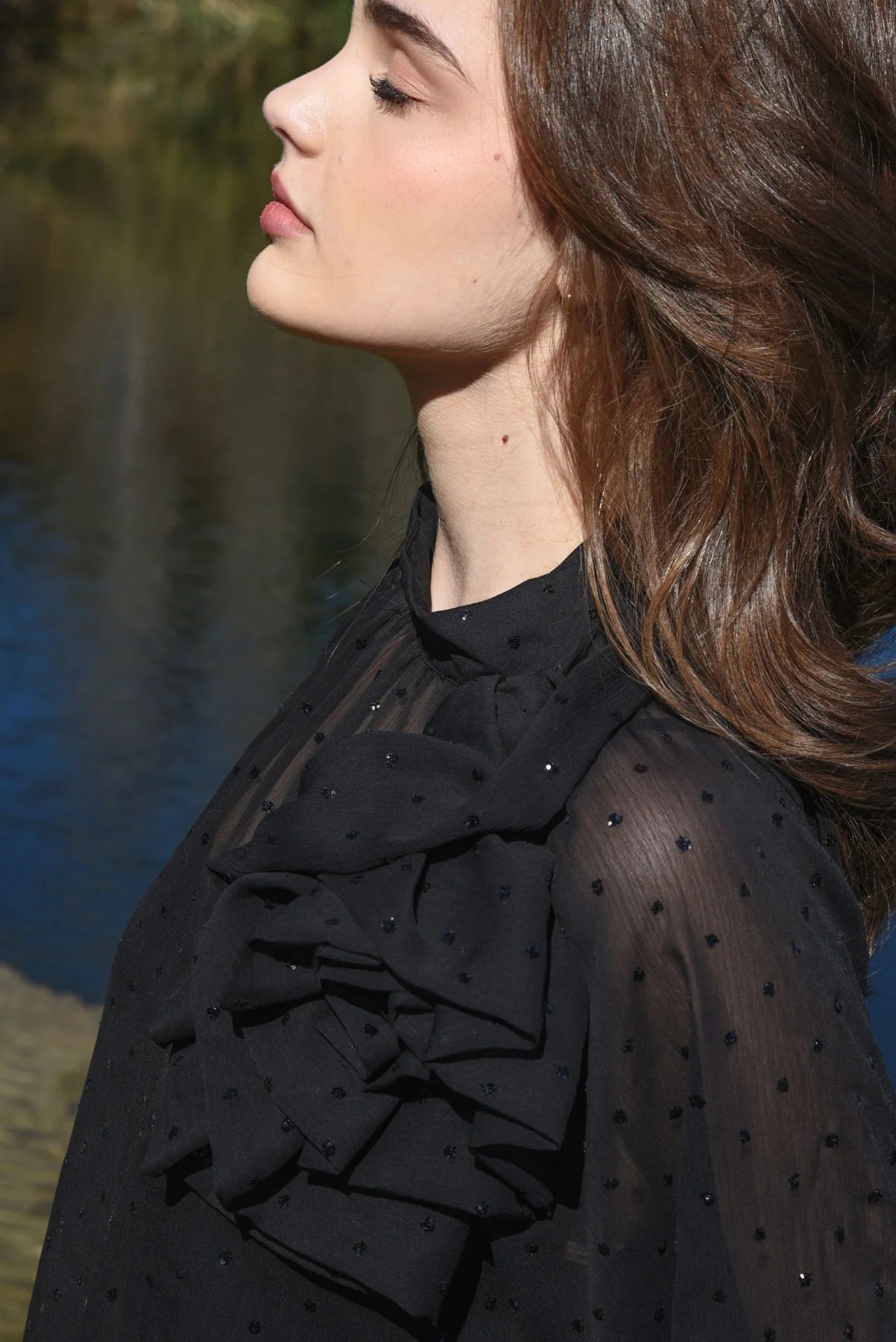 COOP SEW FANCY BLOUSE -BLACK - THE VOGUE STORE