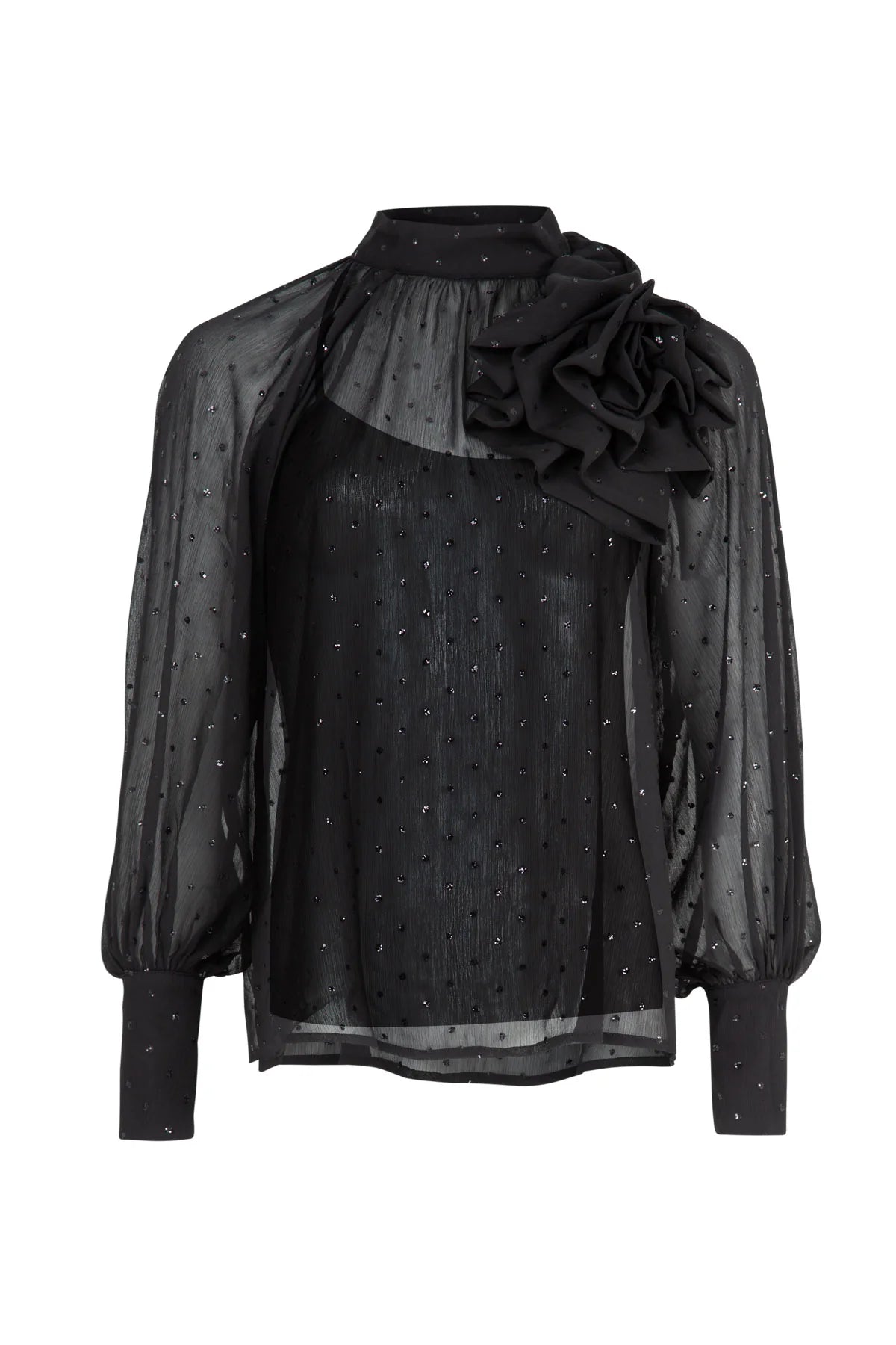 COOP SEW FANCY BLOUSE -BLACK - THE VOGUE STORE