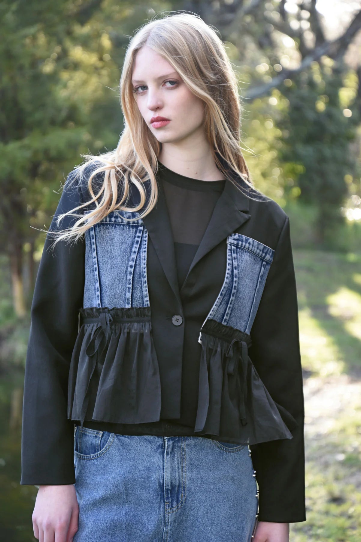 COOP DENIM NOIR JACKET - BLUE & BLACK - THE VOGUE STOER