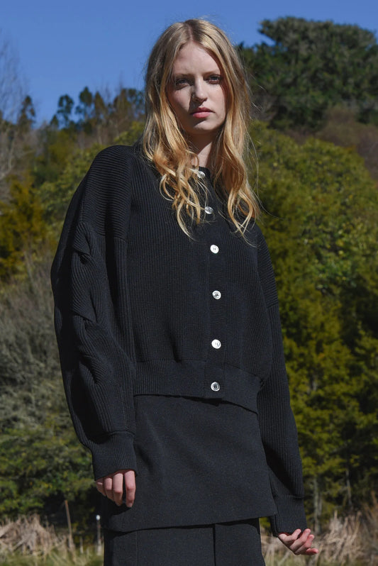 COOP TWIST & SHOUT CARDIGAN - BLACK - THE VOGUE STORE