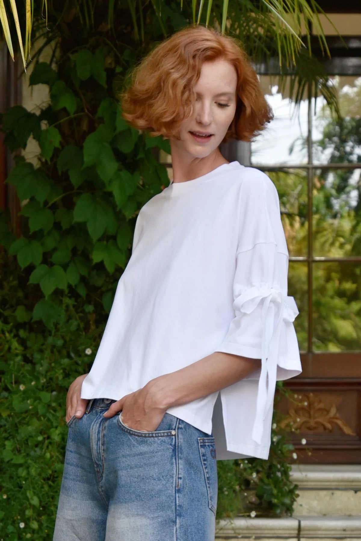 COOP TIED UP ALL DAY T-SHIRT - WHITE - THE VOGUE STORE