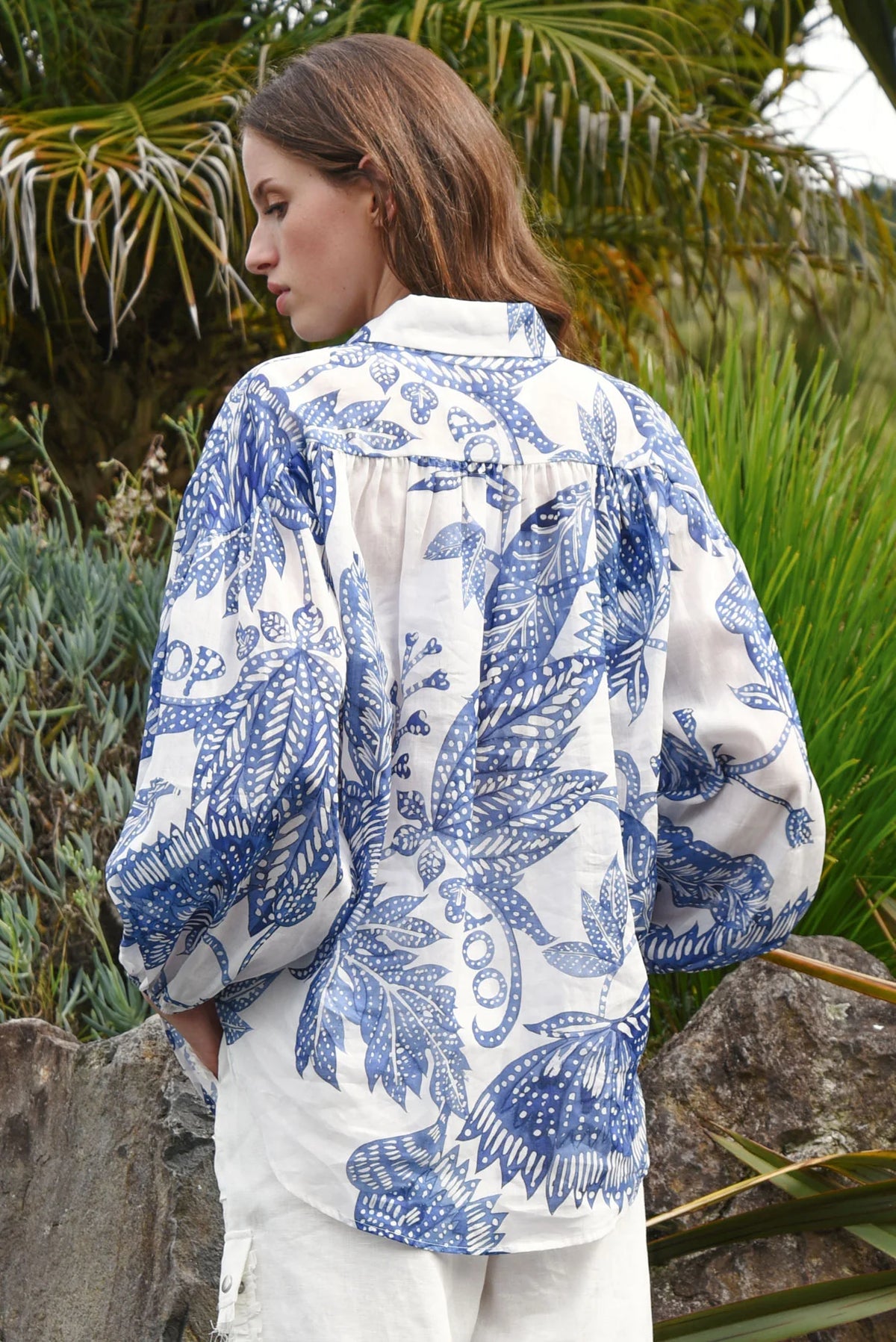 COOP BELLE OF THE BILLOW BLOUSE - BLUE & WHITE - THE VOGUE STORE