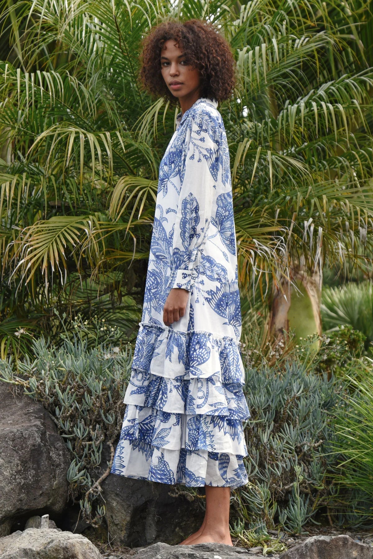 COOP FRILL-ER INSTINCT DRESS - BLUE & WHITE - THE VOGUE STORE