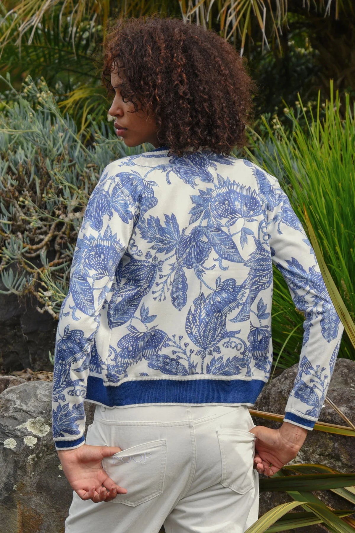 COOP FEELING BLUE-TIFUL CARDIGAN - BLUE & WHITE - THE VOGUE STORE
