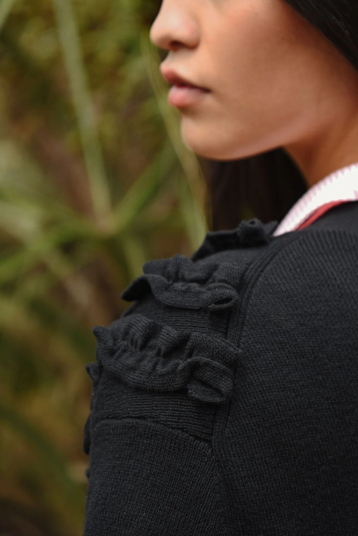 COOP FRILLUXE CARDIGAN - BLACK - THE VOGUE STORE