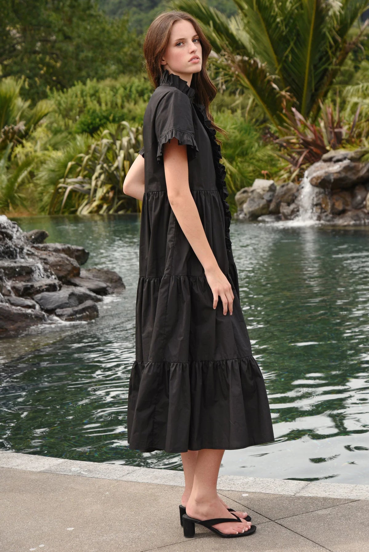 COOP FRILLAXED DRESS - BLACK - THE VOGUE STORE