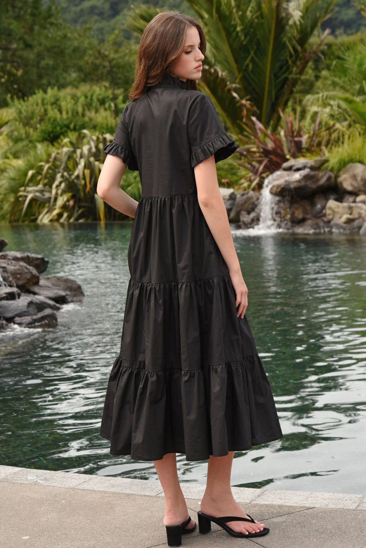 COOP FRILLAXED DRESS - BLACK - THE VOGUE STORE