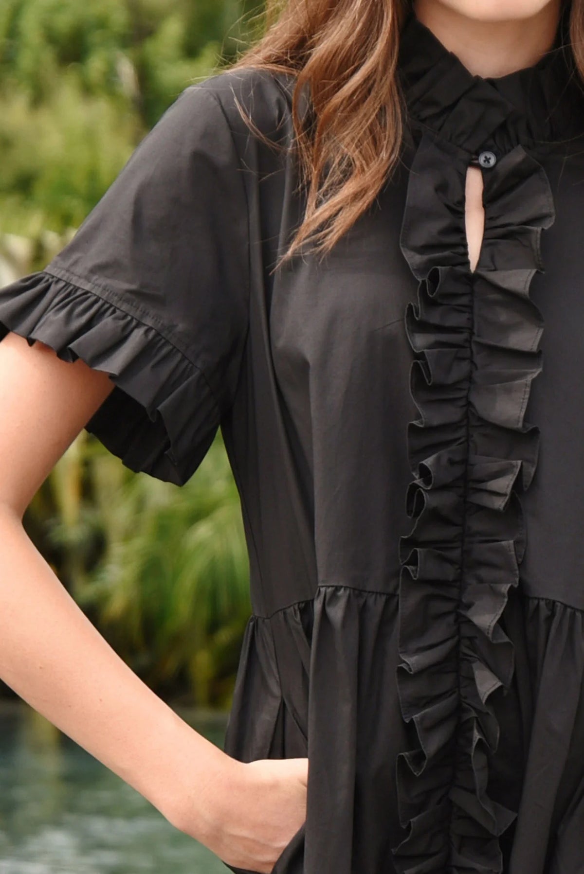COOP FRILLAXED DRESS - BLACK - THE VOGUE STORE