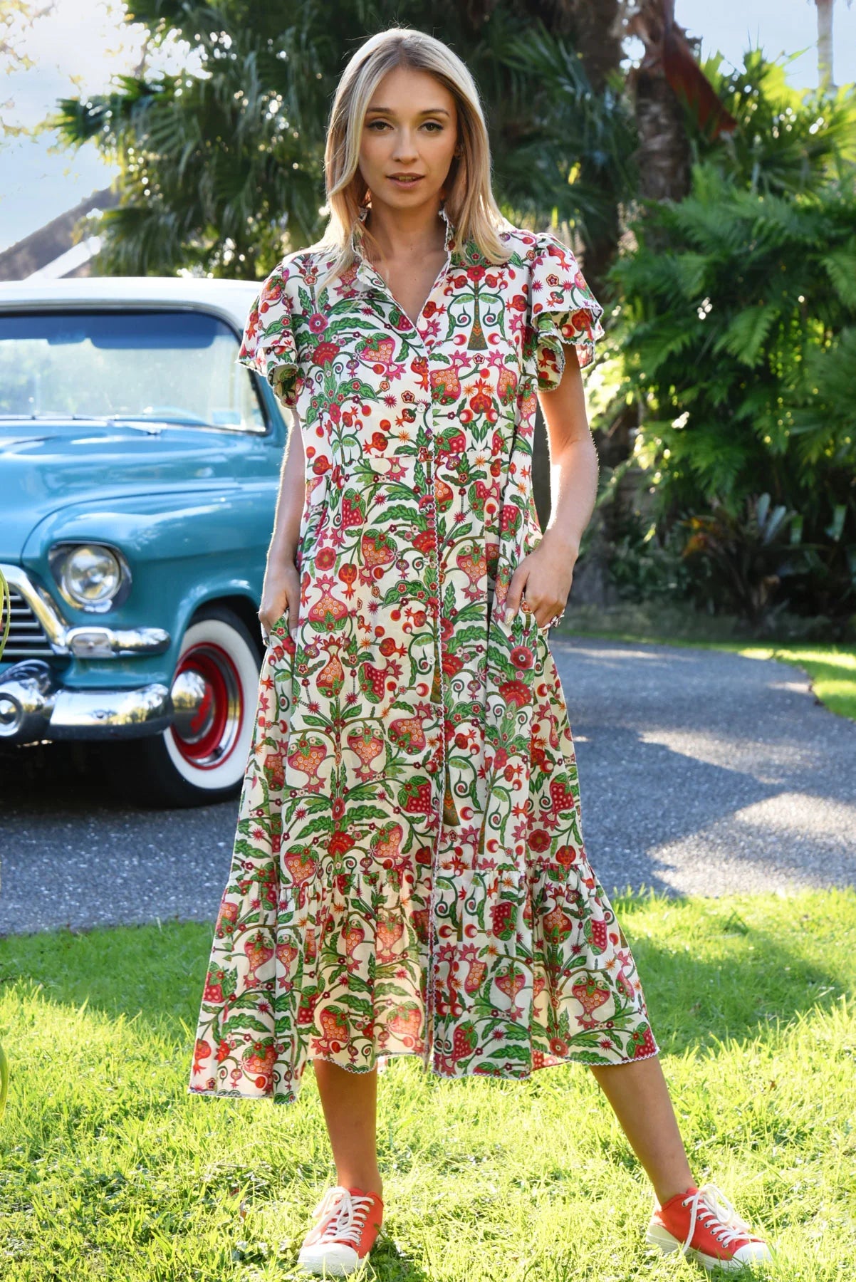 COOP A LITTLE FLAIR DRESS - BERRY PRINT - THE VOGUE STORE