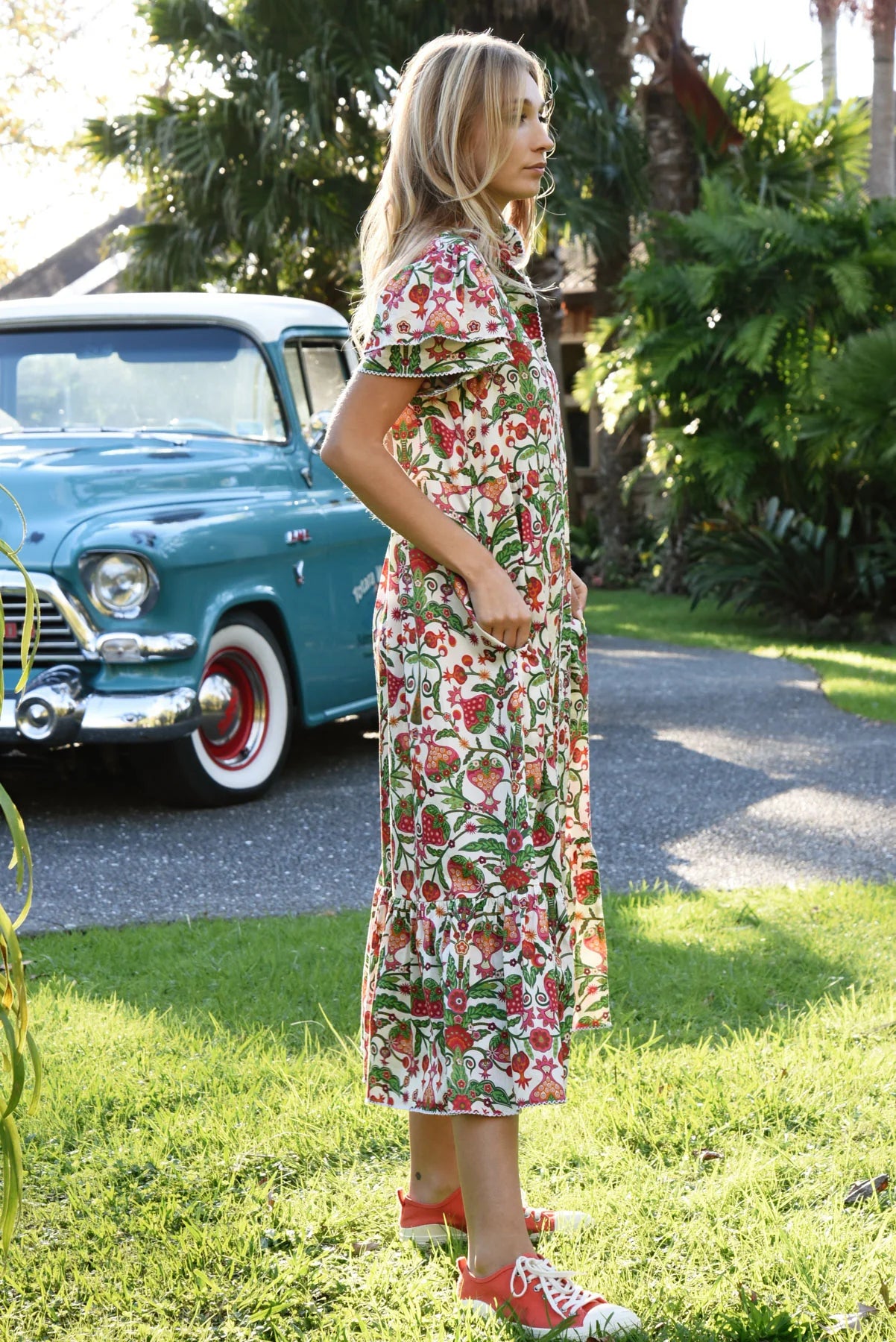 COOP A LITTLE FLAIR DRESS - BERRY PRINT - THE VOGUE STORE