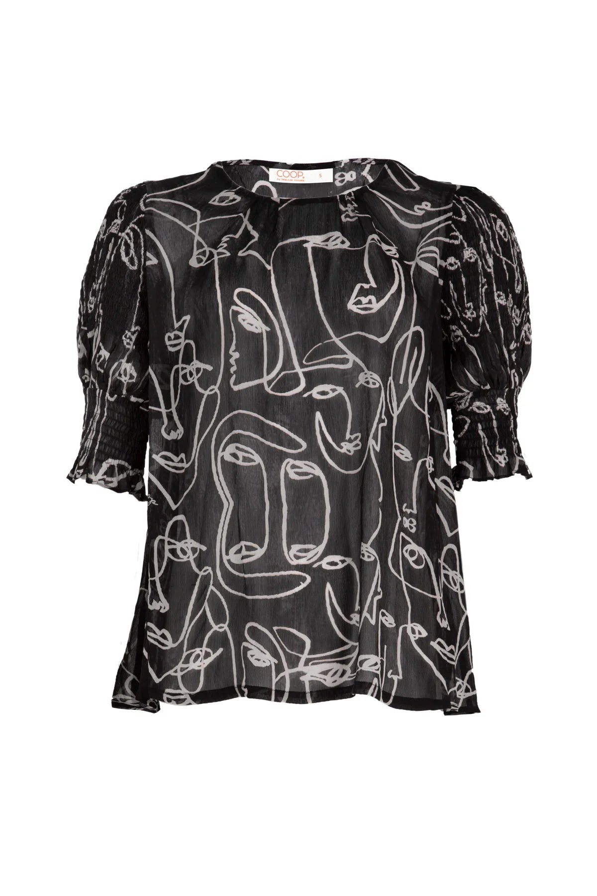 COOP CRINKLE CRUSH TOP - BLACK - THE VOGUE STORE