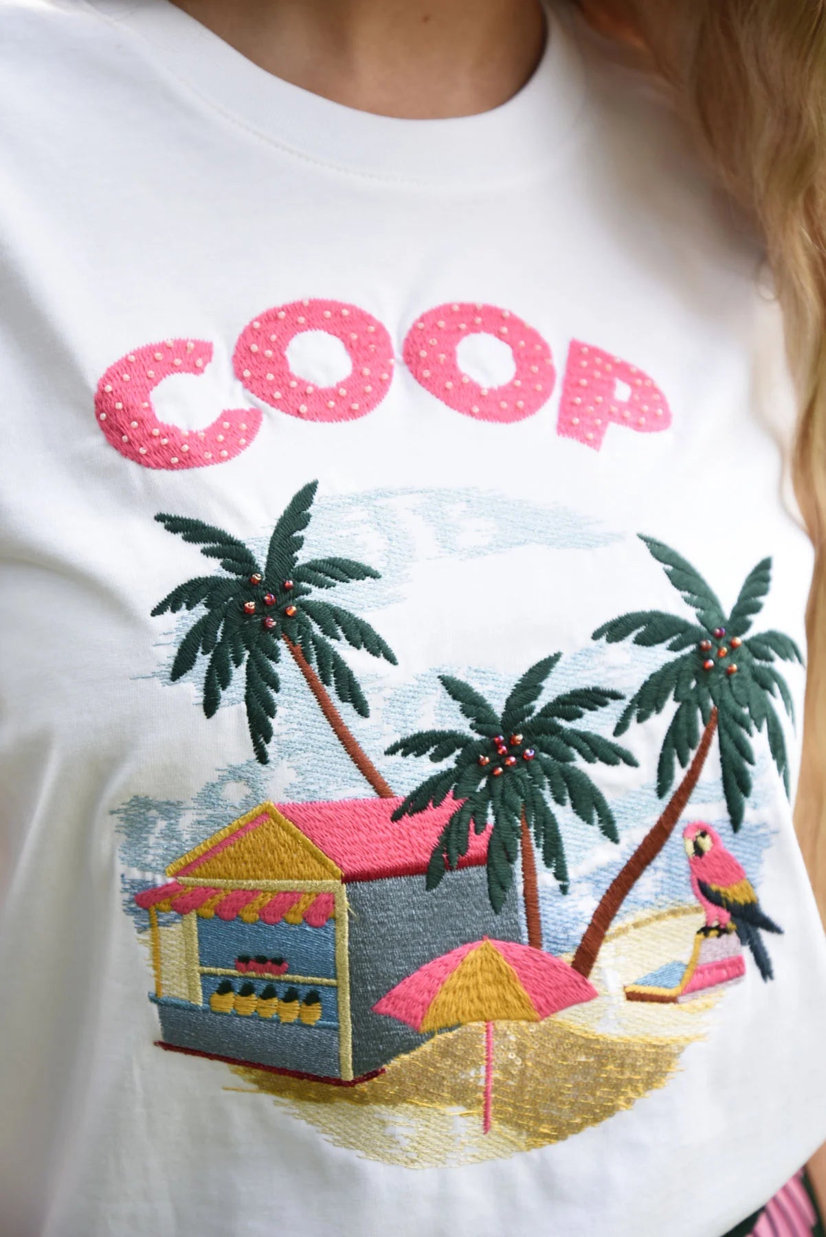COOP BEACHY KEEN T-SHIRT - WHITE & PINK - THE VOGUE STORE