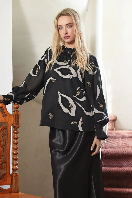 COOP HIGH DRAMA BLOUSE - BLACK - THE VOGUE STORE