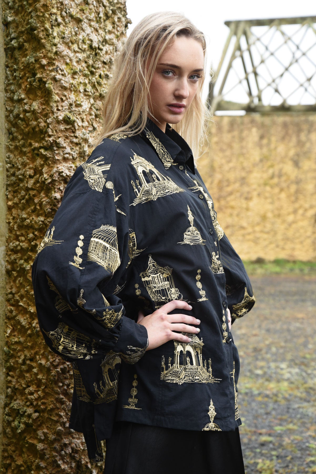 COOP LOOSE & LUXE SHIRT - BLACK & GOLD - THE VOGUE STORE