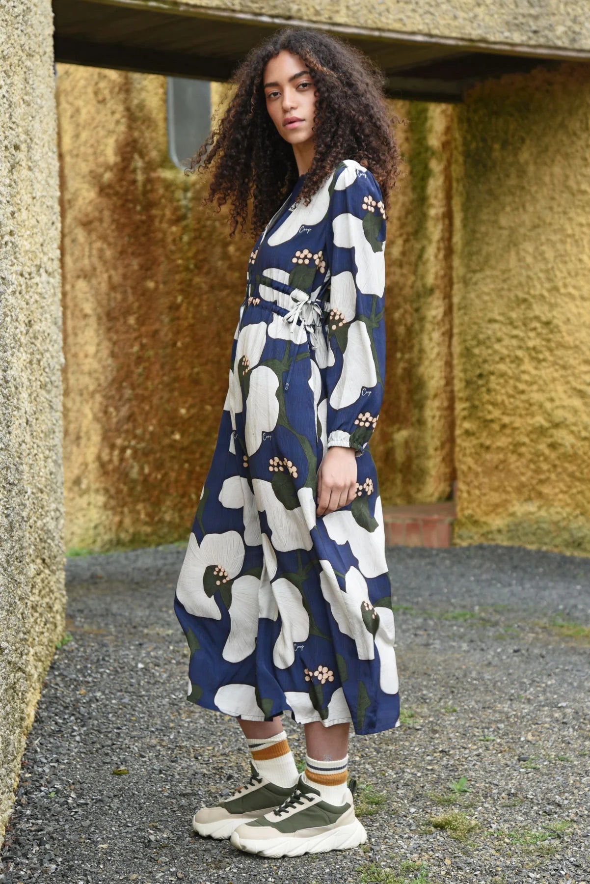 COOP RUCHE WITH IT DRESS - NAVY FLORAL - THE VOGUE STORE