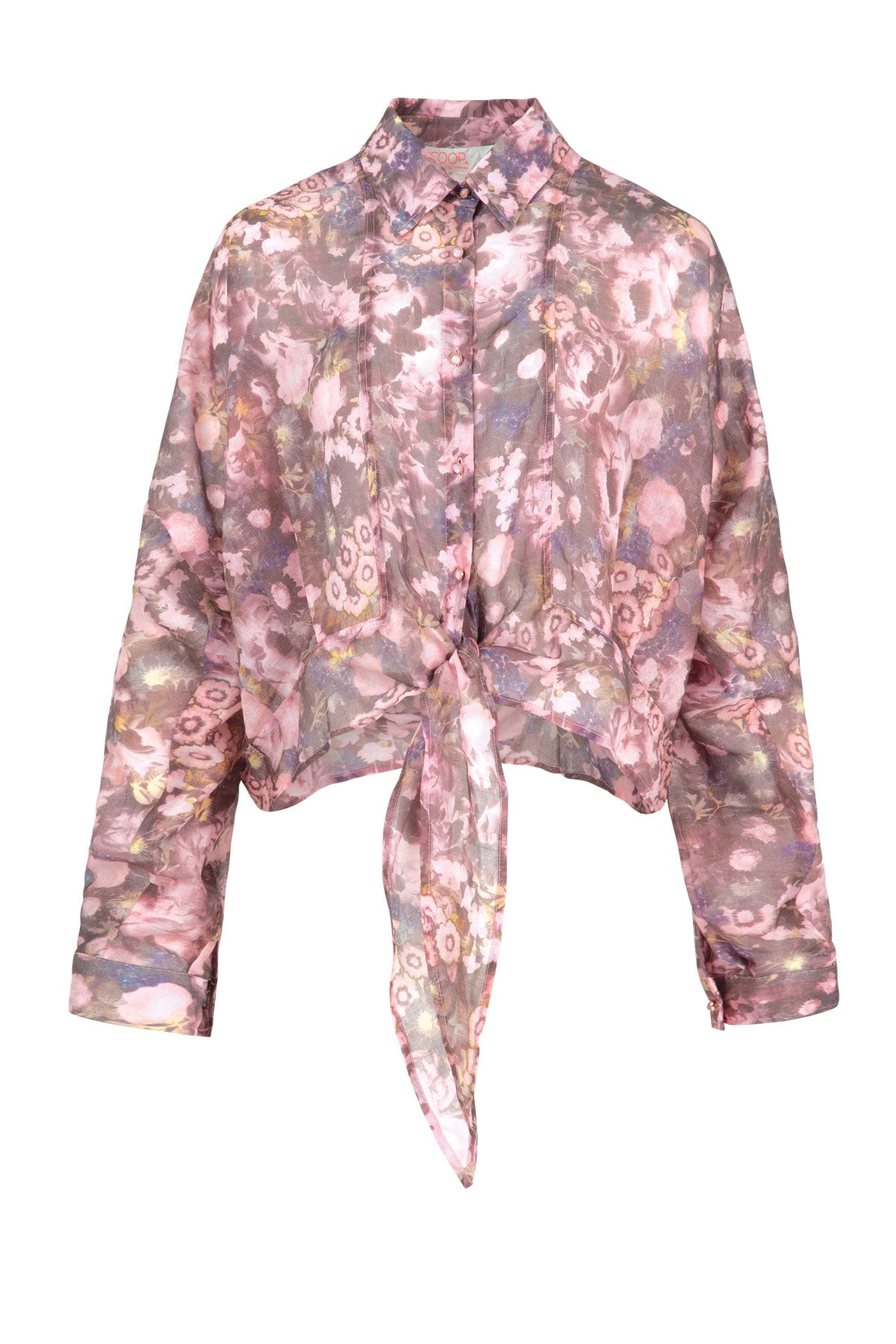 COOP TIED & TESTED BLOUSE - PINK & GREY - THE VOGUE STORE