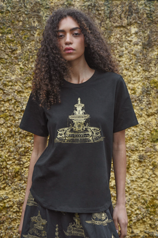 COOP FOUNTAIN OF SPARKLE T-SHIRT - BLACK - THE VOGUE STORE