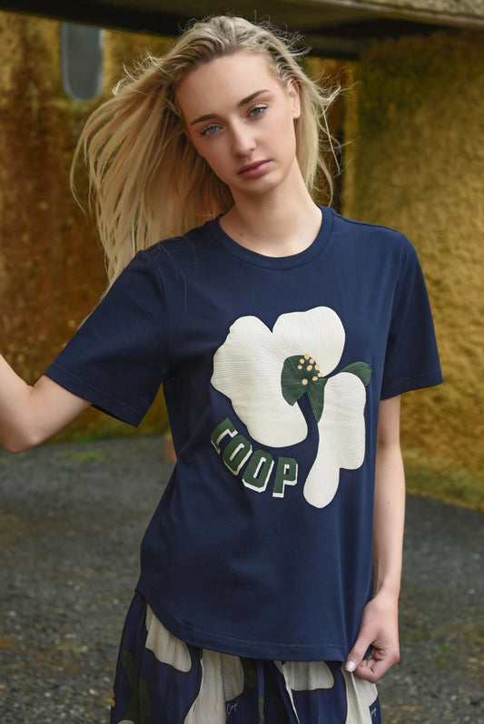 COOP PETAL POP T-SHIRT - NAVY - THE VOGUE STORE