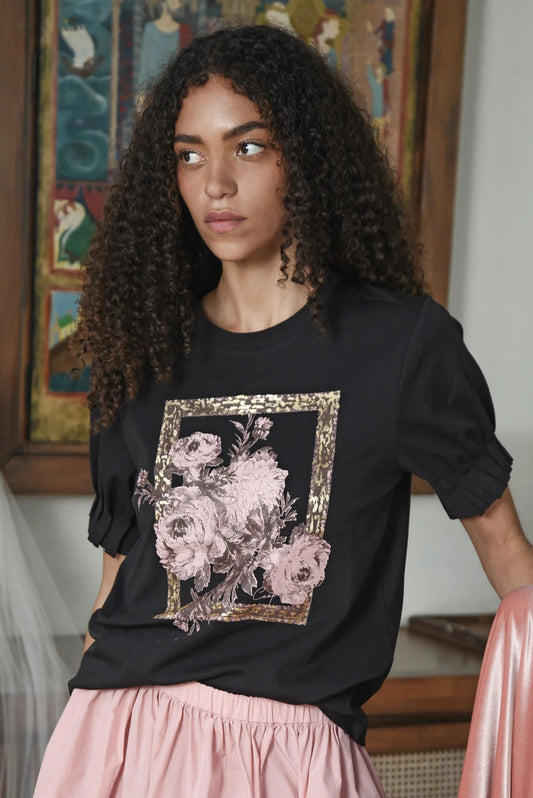 COOP FOIL & FLOURISH T-SHIRT - BLACK - THE VOGUE STORE