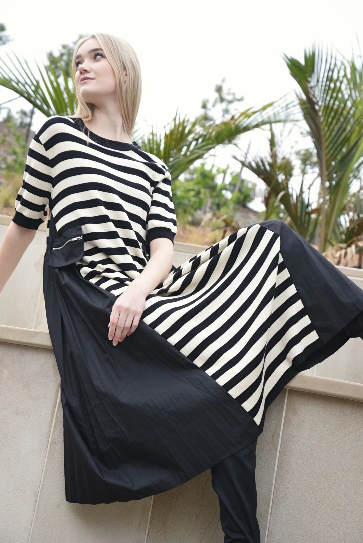 CURATE COZY COUTURE DRESS - STRIPE - THE VOGUE STORE