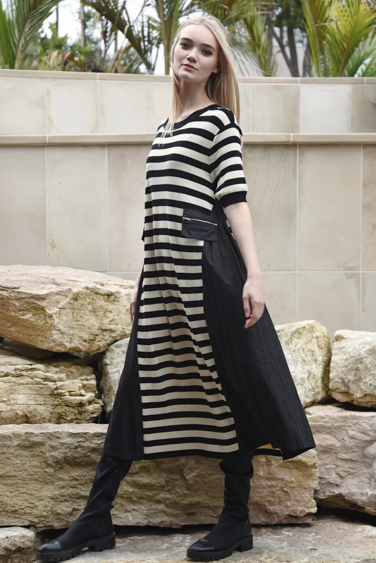 CURATE COZY COUTURE DRESS - STRIPE - THE VOGUE STORE