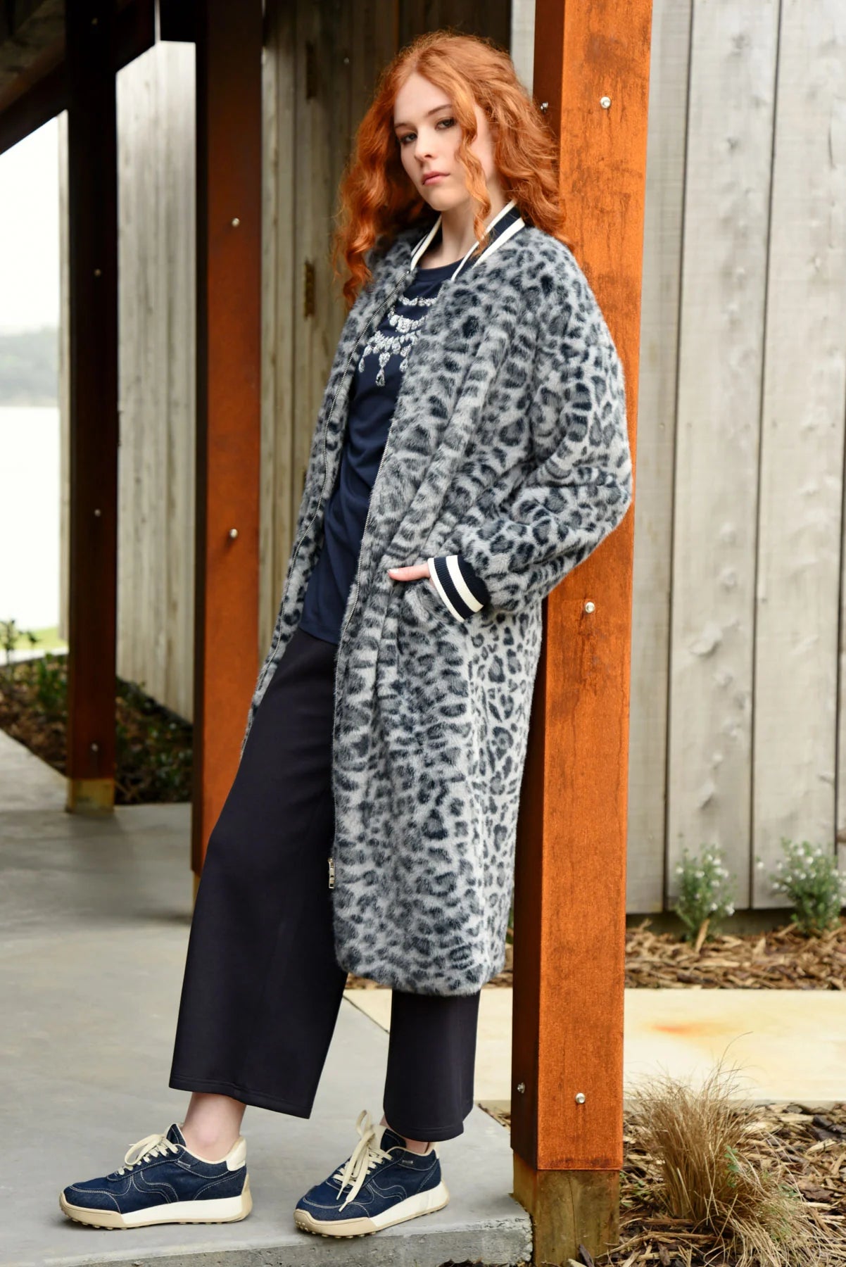 CURATE ON THE SPOT COAT - BLUE - THE VOGUE STORE