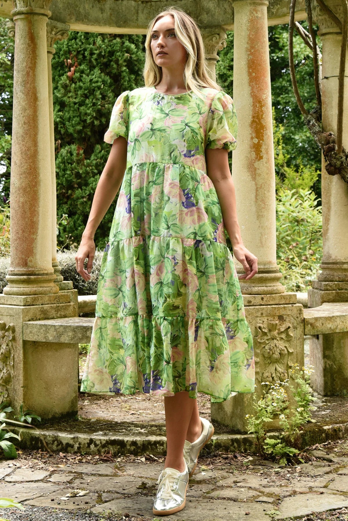 CURATE DREAMING OF SPRING DRESS - GREEN FLORAL - THE VOGUE STORE