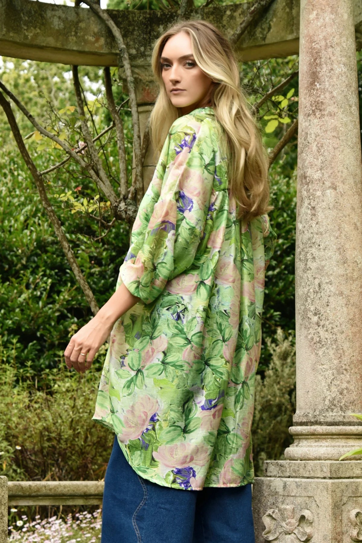 CURATE SOMETHING BORROWED SHIRT - GREEN FLORAL - THE VOGUE STORE 