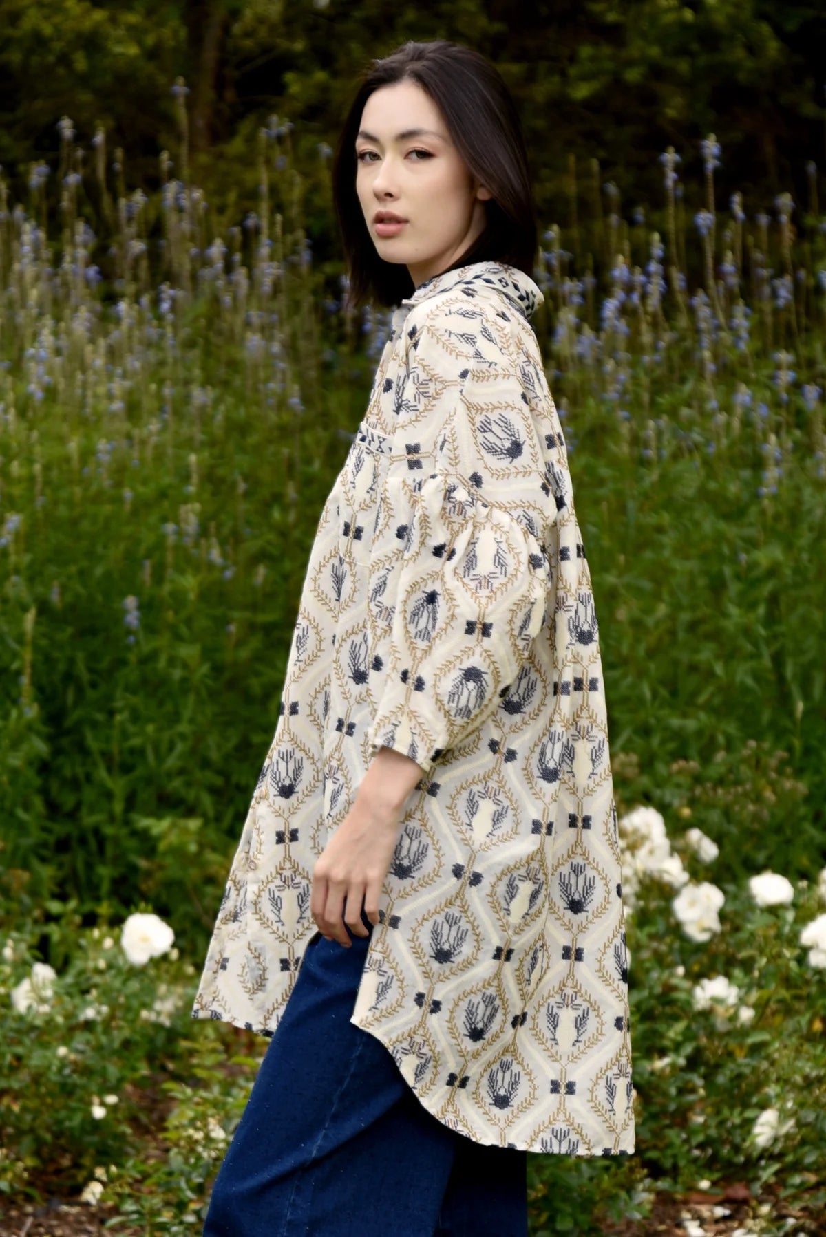CURATE SOMETHING BORROWED SHIRT - IVORY EMBROIDERY - THE VOGUE STORE