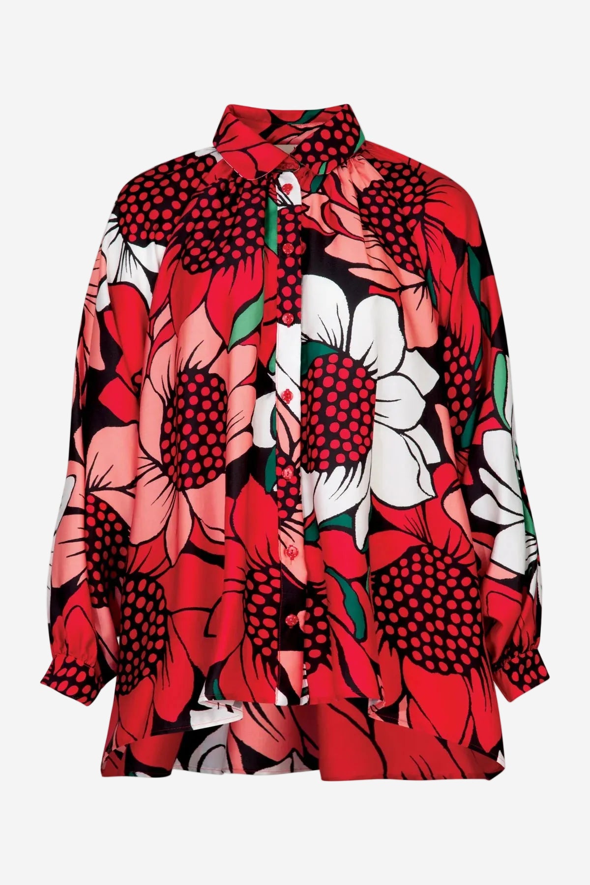 CURATE BILLOW PARTY SHIRT - MIXED FLORAL SPOT - THE VOGUE STORE