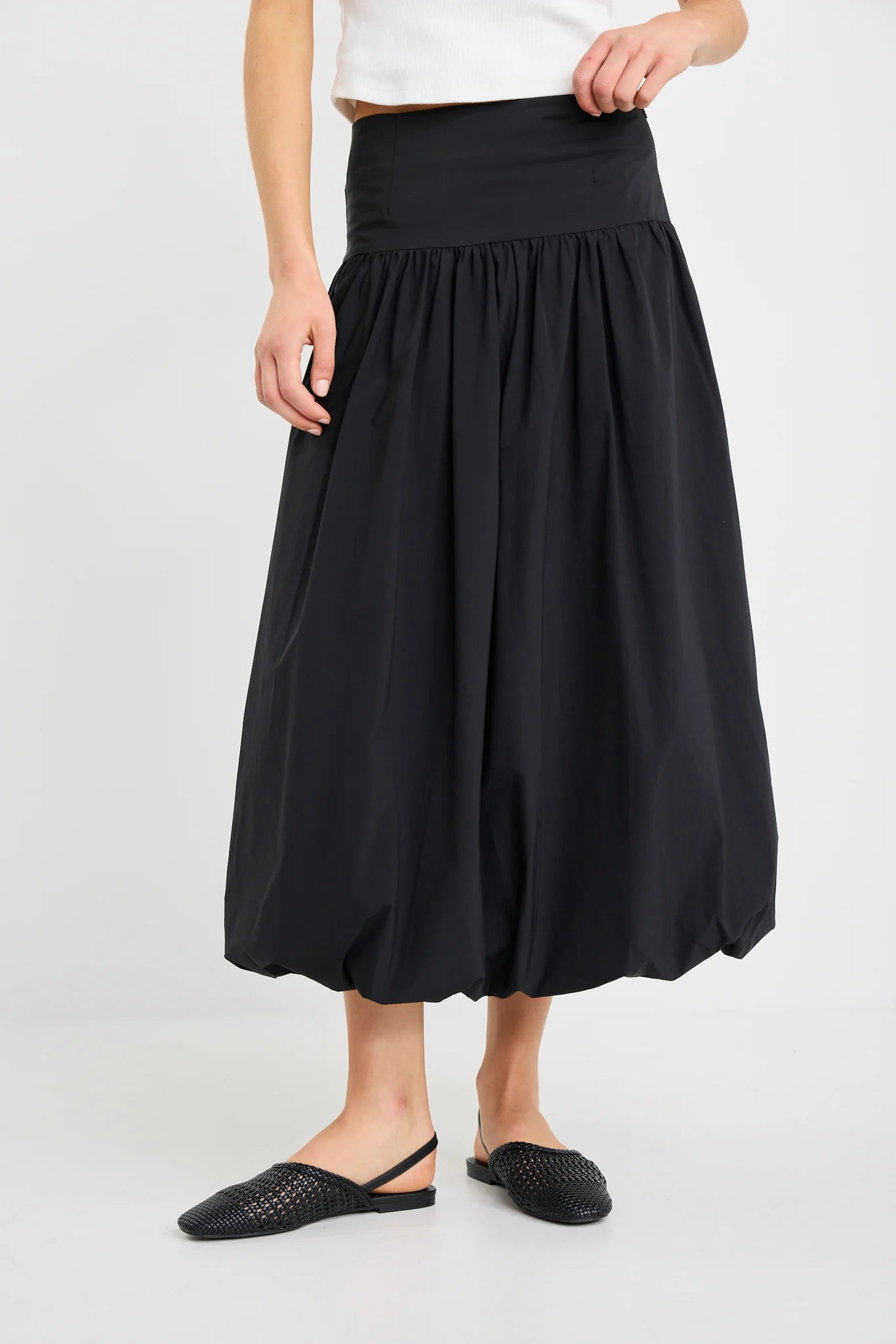 STORIES BE TOLD INTENSITY BLACK BUBBLE MIDI SKIRT - THE VOGUE STORE