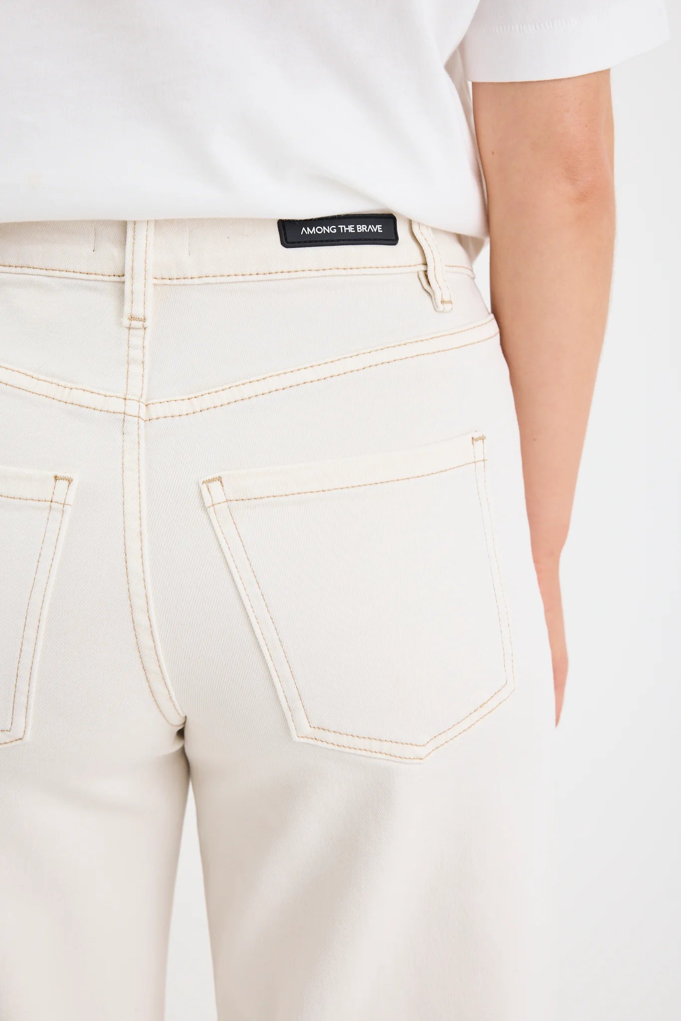 AMONG THE BRAVE ZOEY ECRU HIGH RISE WIDE LEG POCKET JEAN - ECRU - THE VOGUE STORE