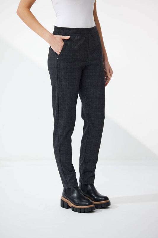 NEWPORT OWEN PONTI PANT - CHARCOAL BURGUNDY - THE VOGUE STORE