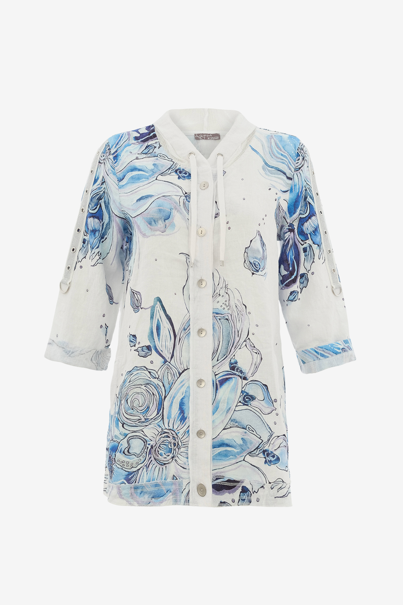 DOLCEZZA AMY TIEMAN HOODED JACKET - BLUE FLOWERS - THE VOGUE STORE