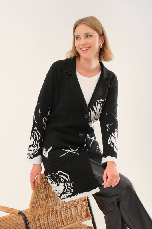 DOLCEZZA KNIT COAT - BLACK - THE VOGUE STORE