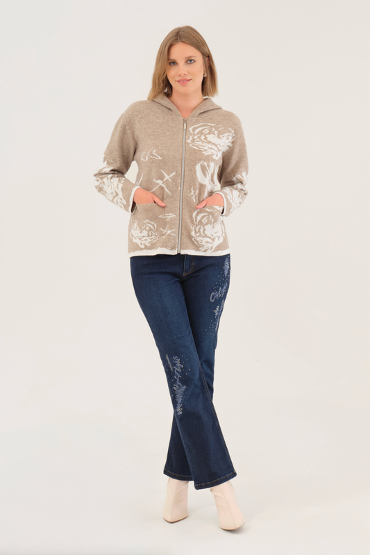 DOLCEZZA KNIT JACKET - OATMEAL - THE VOGUE STORE