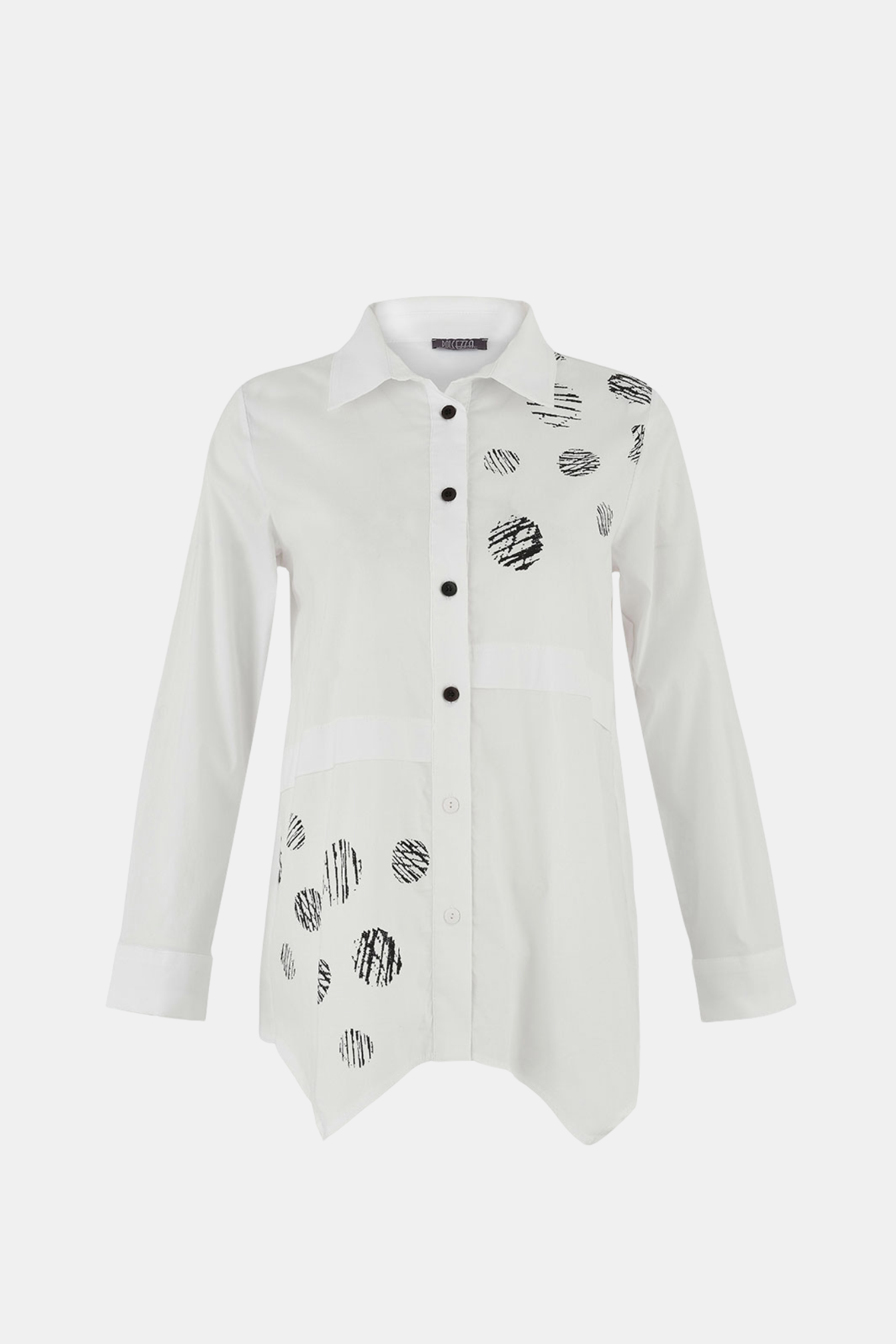 DOLCEZZA WOVEN BLOUSE - WHITE/BLACK - THE VOGUE STORE